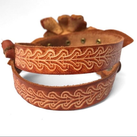 Handmade handcrafted genuine leather wrap bracelet choker necklace - Picture 4 of 4